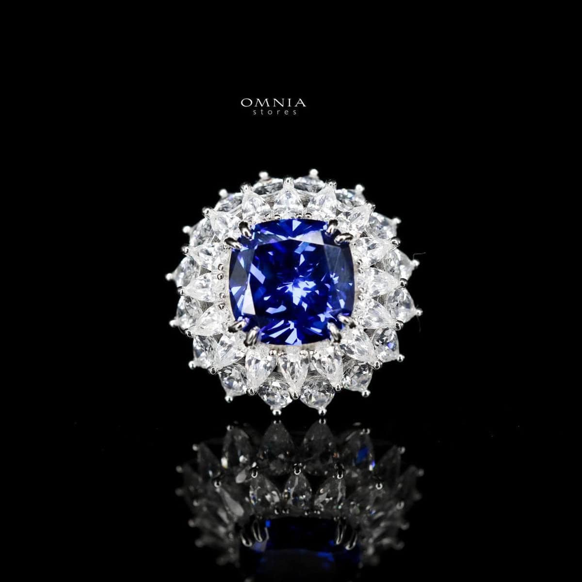Omnia Thalia Blue Ring 92.5 Pure Silver in High Quality Simulated Diamonds - OMNIASTORES UAE