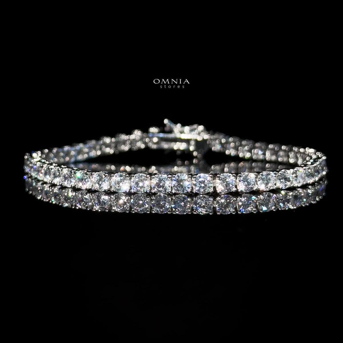 Omnia Imani White Radiant-Cut Tennis Bracelet 3.5mm in 925 Silver with Simulated Diamonds - OMNIASTORES UAE