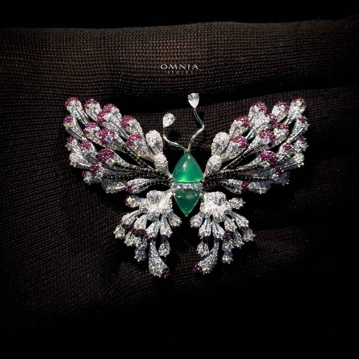 Omnia Omara Butterfly Brooch in 92.5 Pure Silver Tarnish Resistant Plating - OMNIASTORES UAE