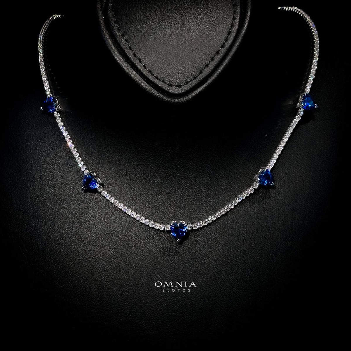 Omnia Louise Blue Necklace 92.5 Silver In High Quality Simulated diamonds - OMNIASTORES UAE