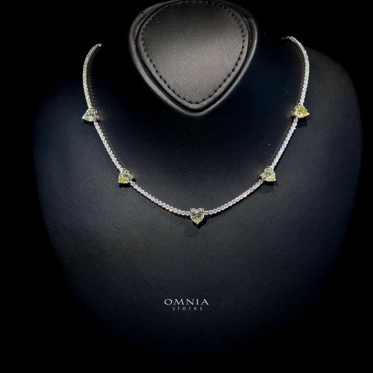 Omnia Louise Yellow Necklace 92.5 Silver In High Quality Simulated diamonds - OMNIASTORES UAE