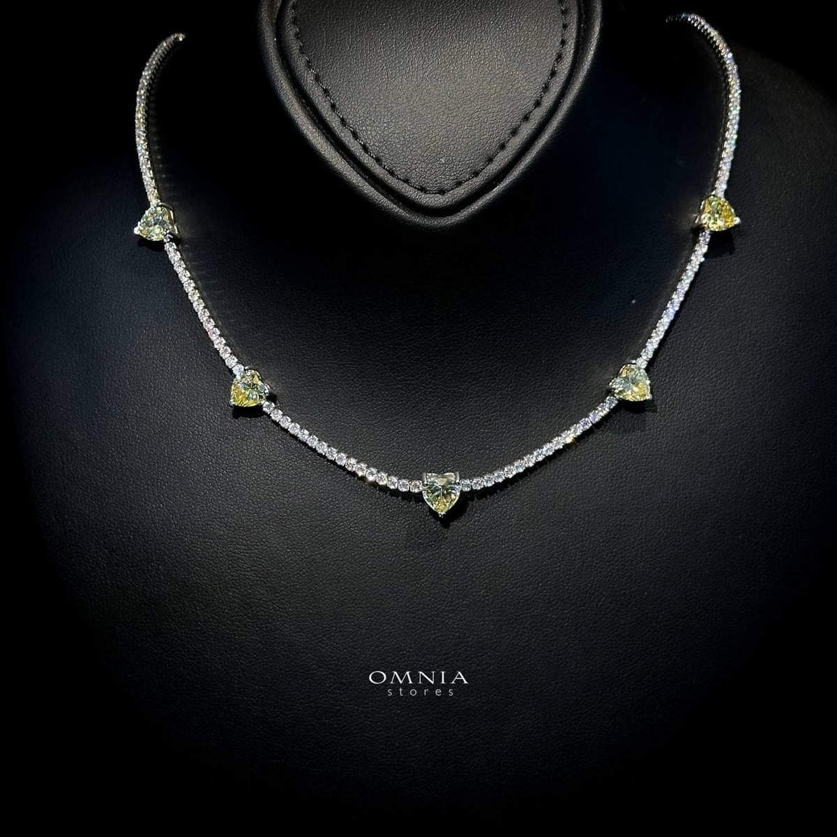 Omnia Louise Yellow Necklace 92.5 Silver In High Quality Simulated diamonds - OMNIASTORES UAE