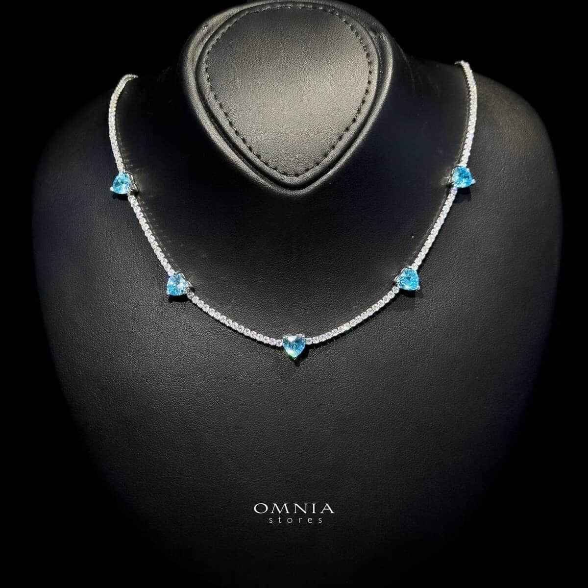 Omnia Louise Sky Blue Necklace In 92.5 Silver High Quality Simulated Diamonds - OMNIASTORES UAE