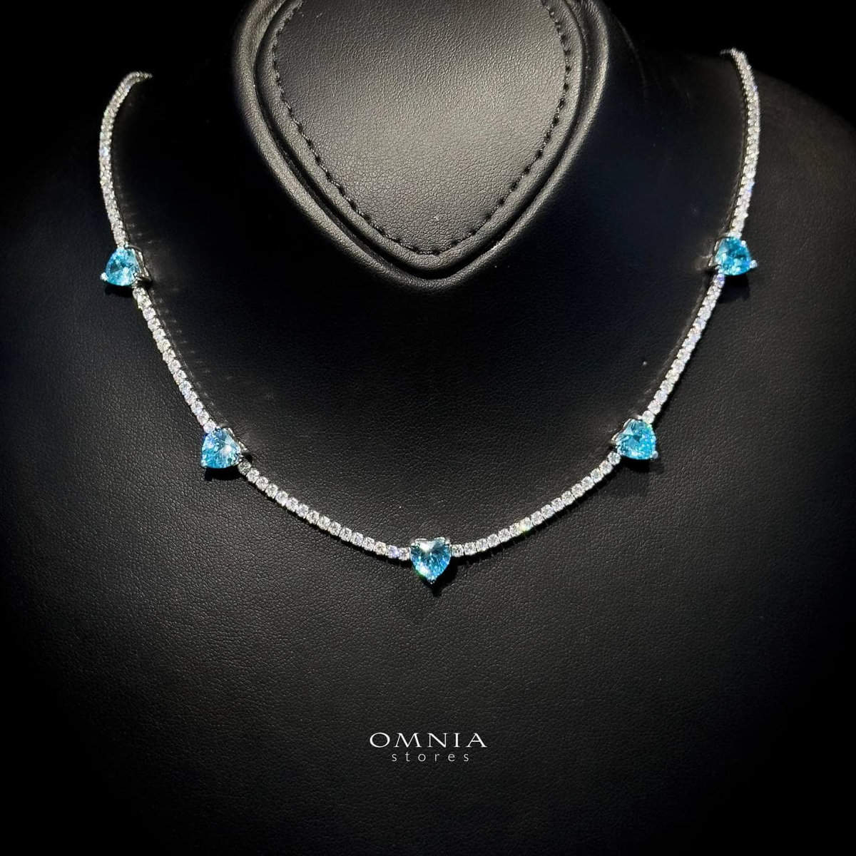 Omnia Louise Sky Blue Necklace In 92.5 Silver High Quality Simulated Diamonds - OMNIASTORES UAE
