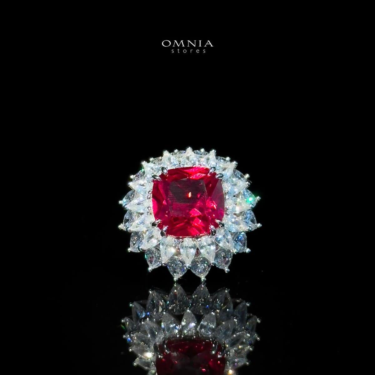 Omnia Thalia Red Ring 92.5 Silver in High Quality Simulated diamonds - OMNIASTORES UAE