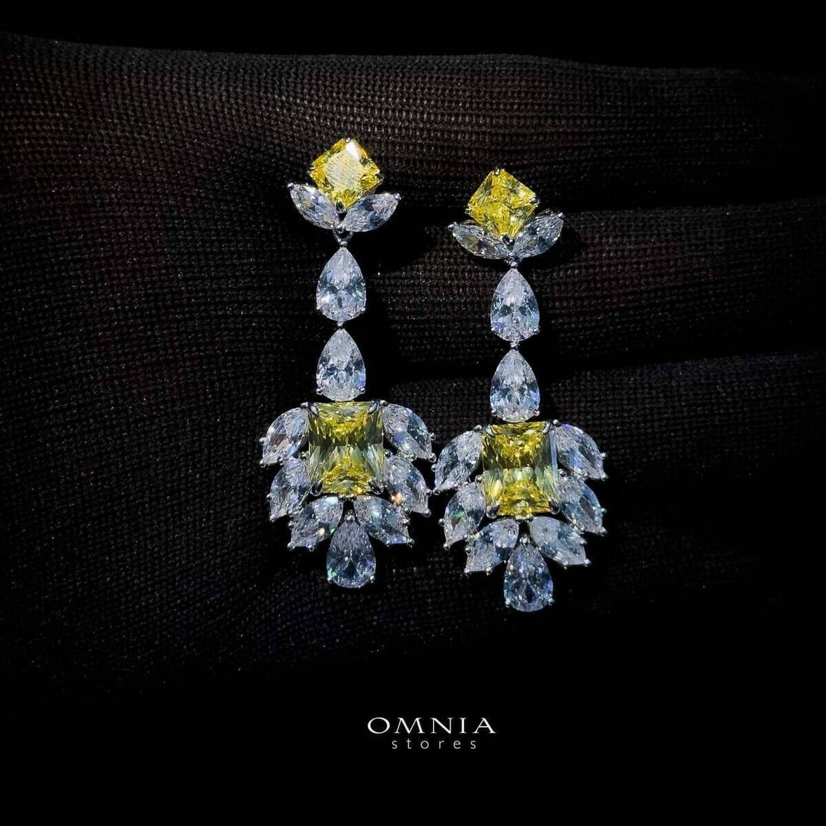 Omnia Ralia Yellow Earrings 92.5 Silver High Quality Simulated diamonds - OMNIASTORES UAE