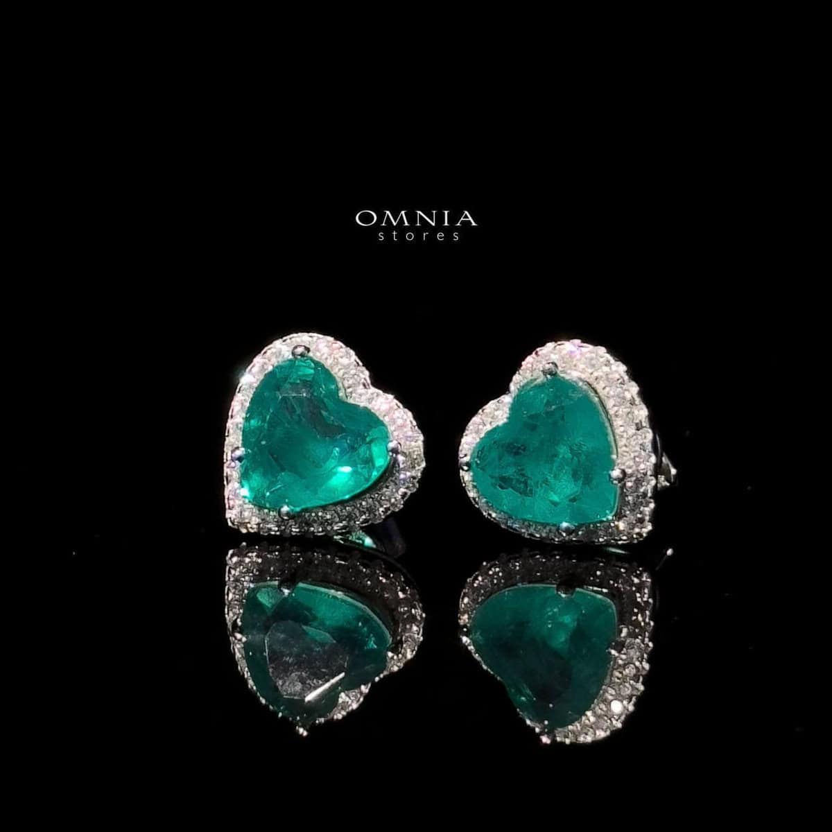 Omnia Latifa Green Earring in 92.5 Silver High Quality Simulated diamonds - OMNIASTORES UAE