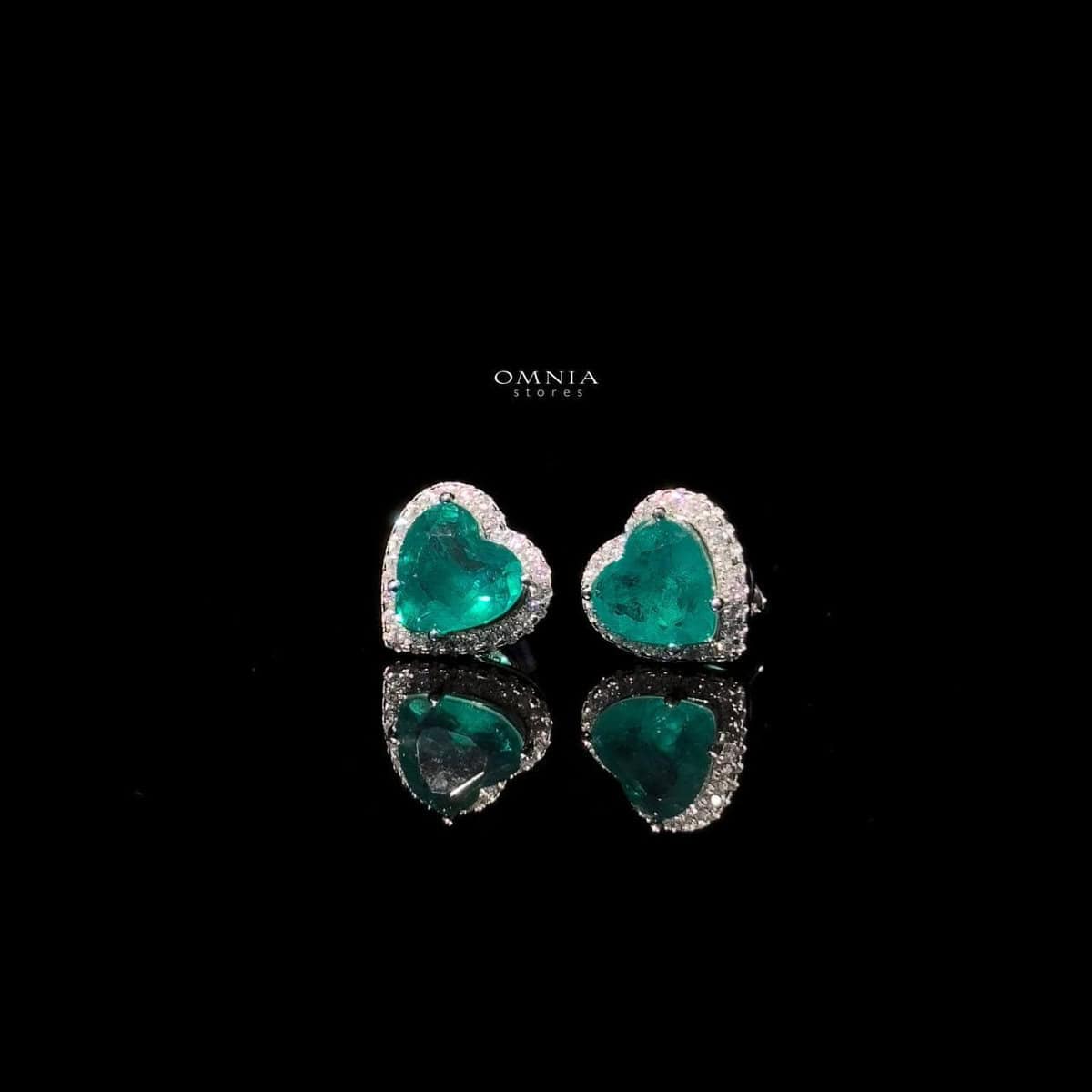 Omnia Latifa Green Earring in 92.5 Silver High Quality Simulated diamonds - OMNIASTORES UAE