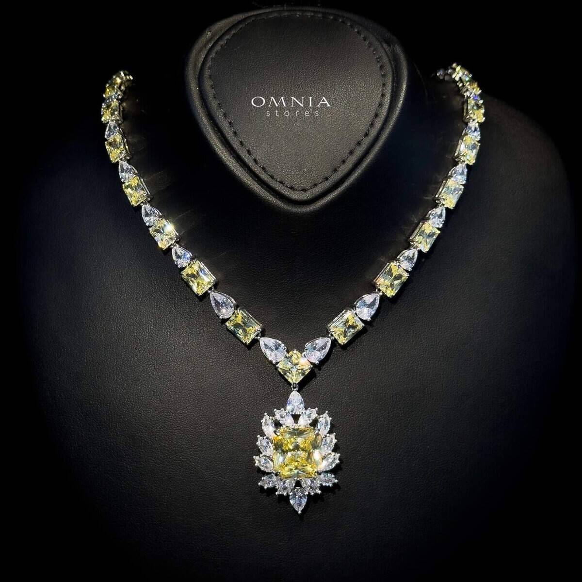 Omnia Ralia Yellow Necklace 92.5 Silver In High Quality Simulated diamonds - OMNIASTORES UAE