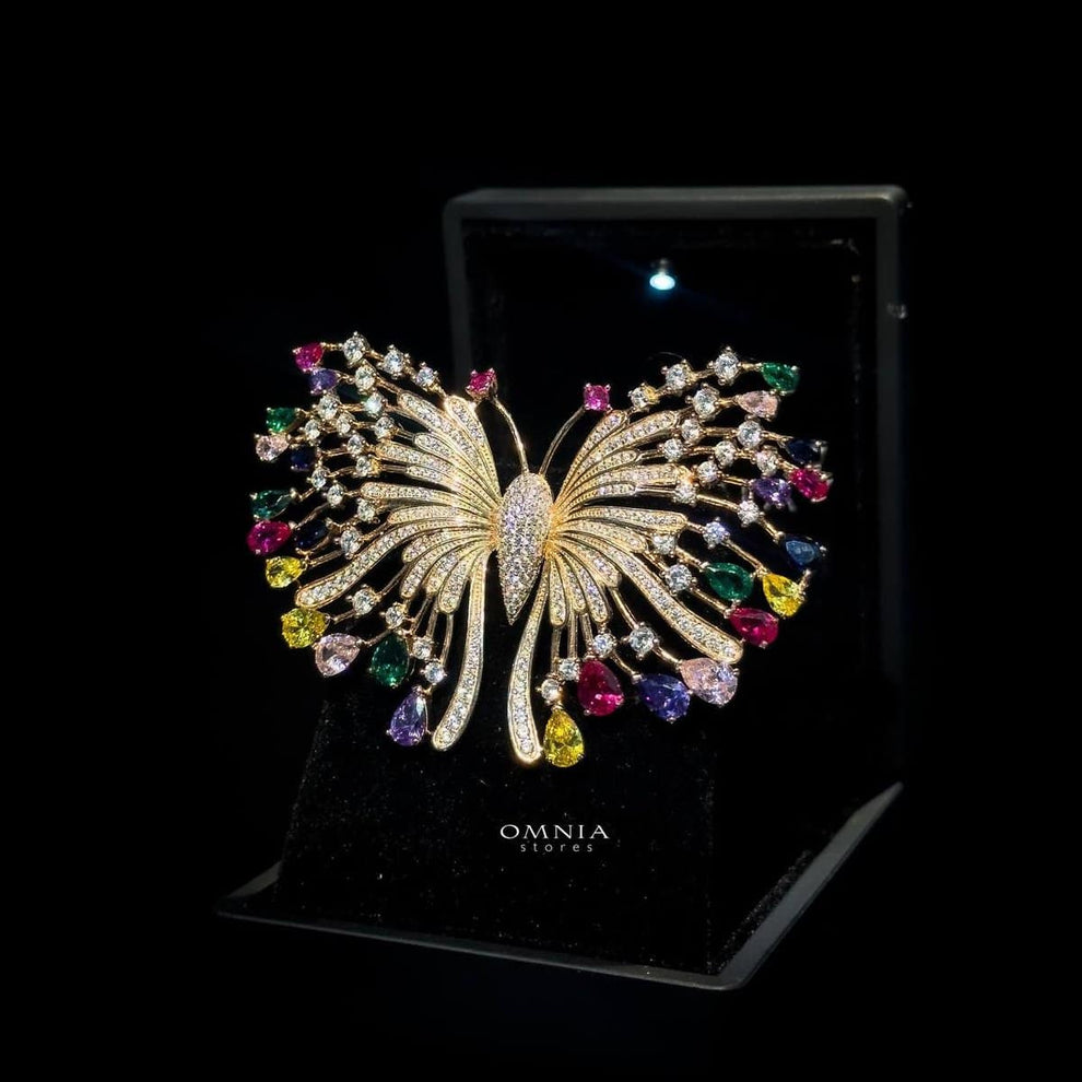 Omnia Everly Butterfly brooch in 92.5 Silver In High Quality Simulated diamonds - OMNIASTORES UAE