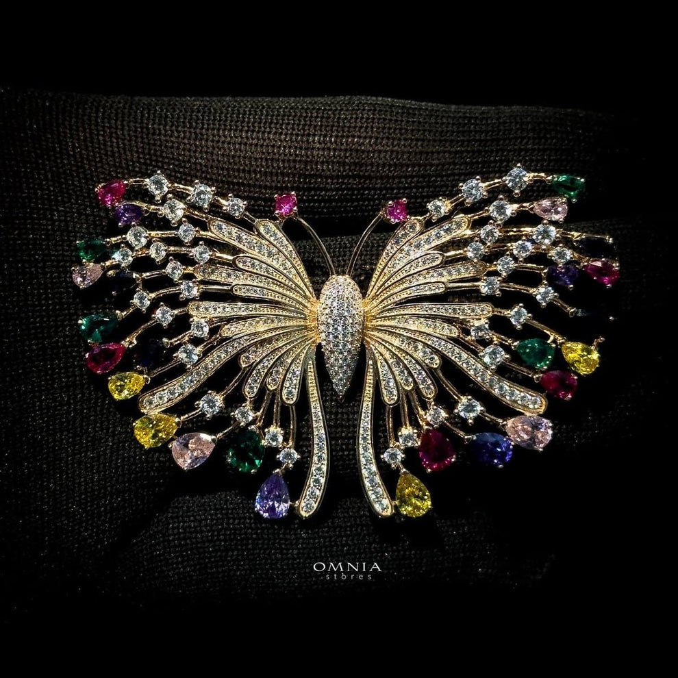 Omnia Everly Butterfly brooch in 92.5 Silver In High Quality Simulated diamonds - OMNIASTORES UAE