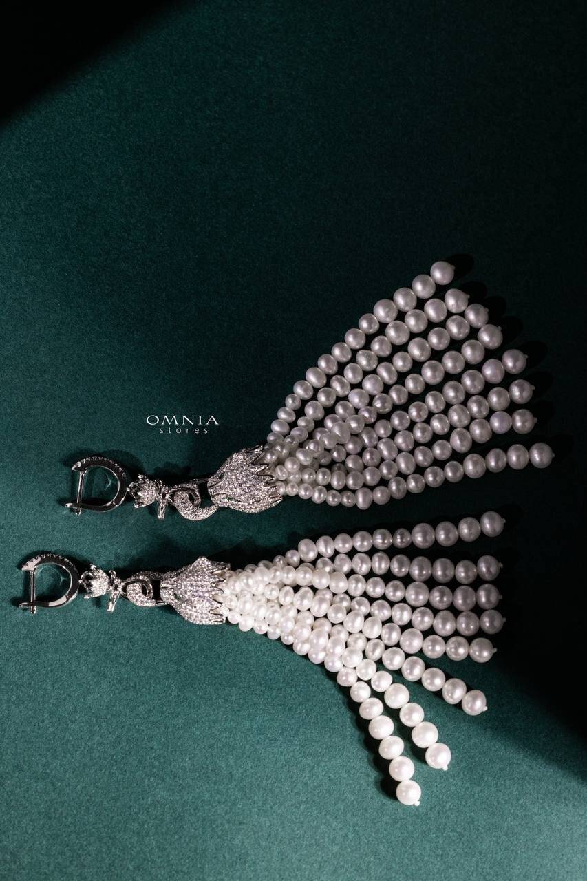 Omnia Munira Leopard Fresh Real Water Pearl Set in 92.5 Silver High Quality Simulated diamonds - OMNIASTORES UAE