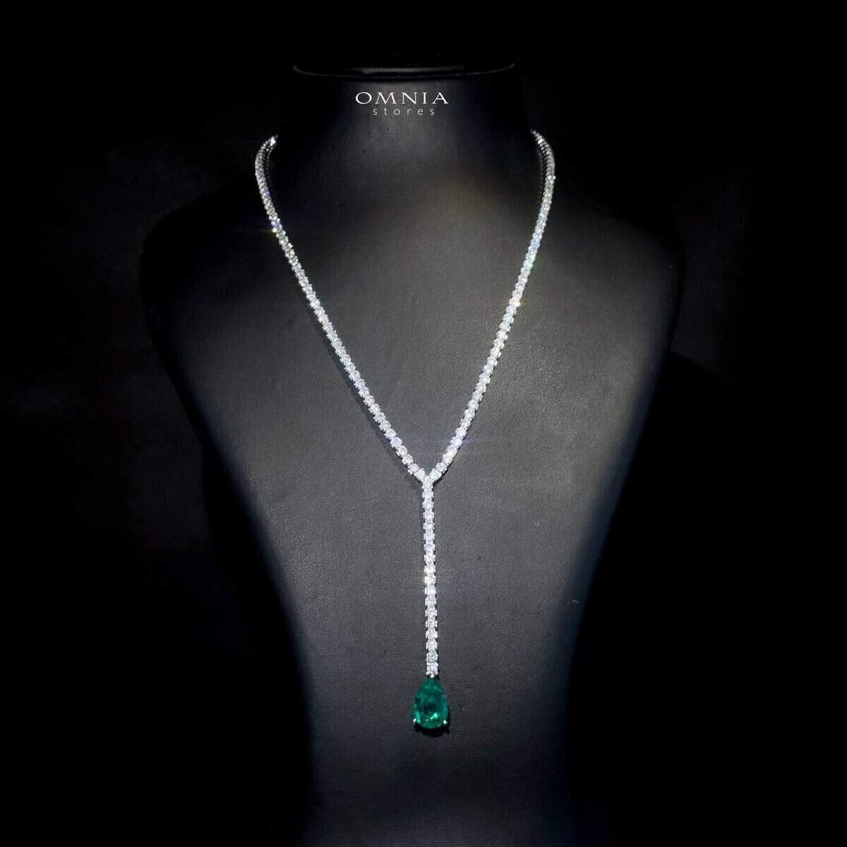 Omnia Anya Green Necklace 92.5 Silver In High Quality Simulated diamonds - OMNIASTORES UAE
