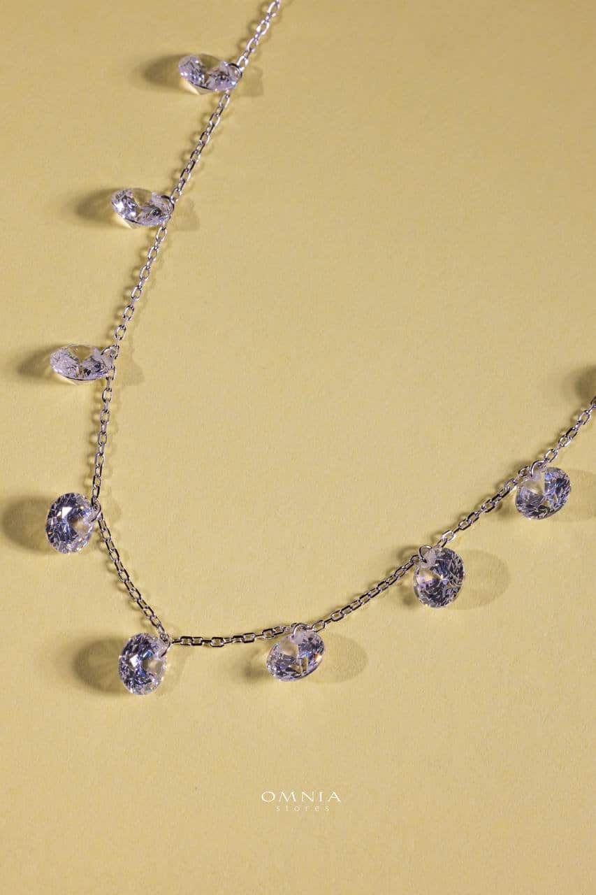 Omnia Anara White Necklace 92.5 Silver In High Quality Simulated diamonds - OMNIASTORES UAE