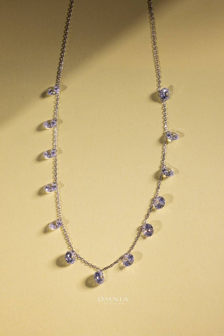 Omnia Anara White Necklace 92.5 Silver In High Quality Simulated diamonds - OMNIASTORES UAE