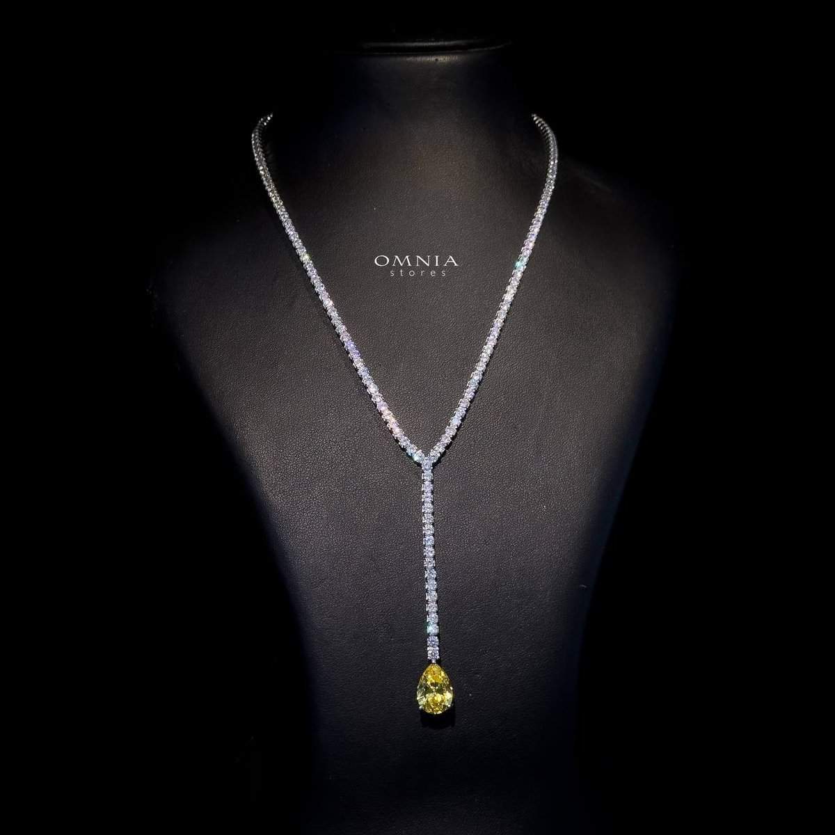 Omnia Anya Yellow Necklace 92.5 Silver In High Quality Simulated diamonds - OMNIASTORES UAE