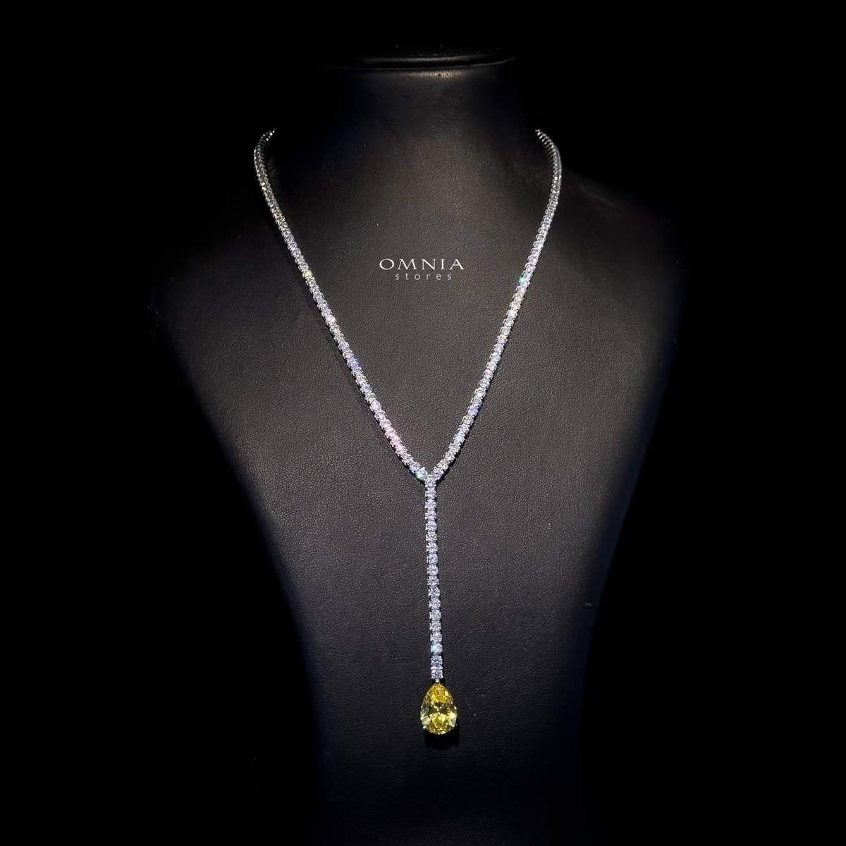 Omnia Anya Yellow Necklace 92.5 Silver In High Quality Simulated diamonds - OMNIASTORES UAE
