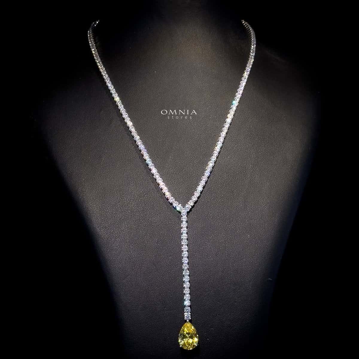 Omnia Anya Yellow Necklace 92.5 Silver In High Quality Simulated diamonds - OMNIASTORES UAE