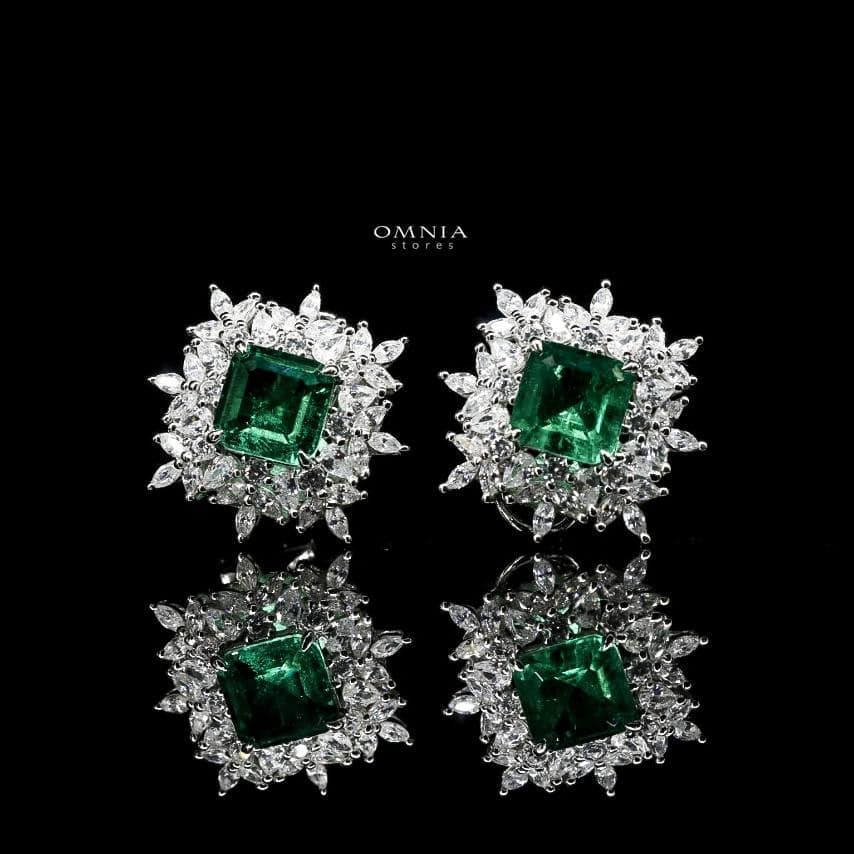 Omnia Aisha Earrings In 925 Silver High Quality Simulated Diamonds - OMNIASTORES UAE