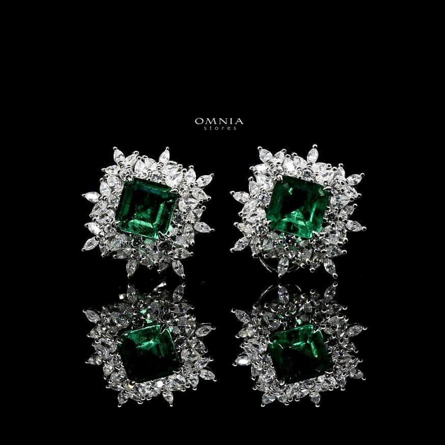 Omnia Aisha Earrings In 925 Silver High Quality Simulated Diamonds - OMNIASTORES UAE