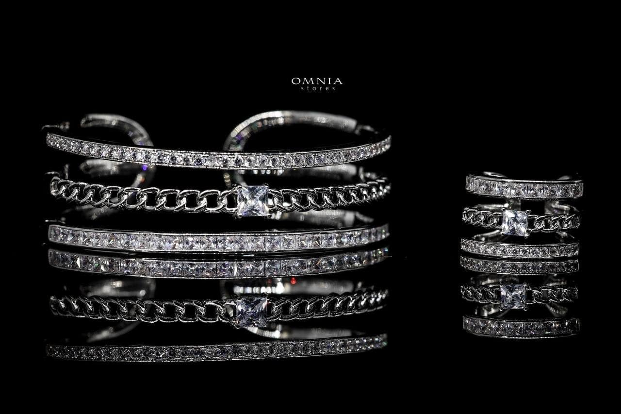 Omnia Asya Bangle and Ring Set in High Quality Zircon Stone - OMNIASTORES UAE