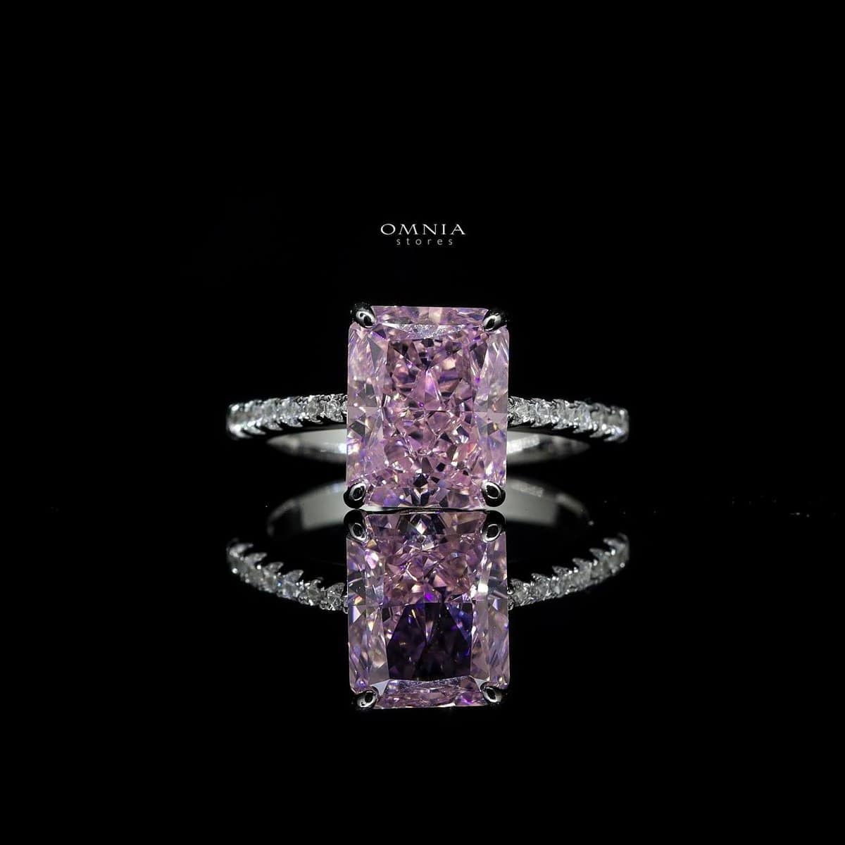 Omnia Agnesina Pink 0.75 Carat Ring In 92.5 Silver High Quality Simulated Diamonds - OMNIASTORES UAE