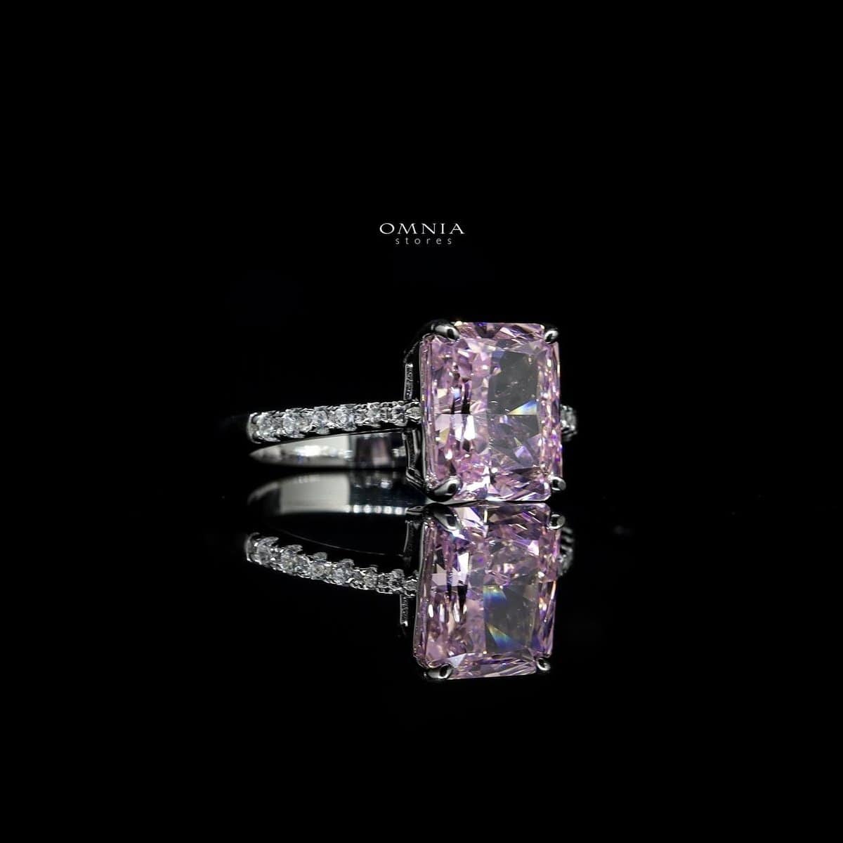 Omnia Agnesina Pink 0.75 Carat Ring In 92.5 Silver High Quality Simulated Diamonds - OMNIASTORES UAE