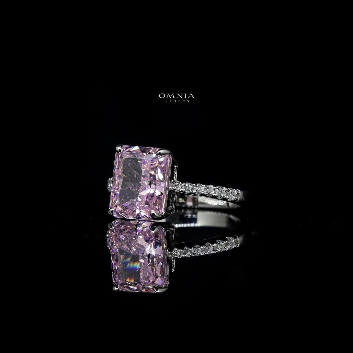 Omnia Agnesina Pink 0.75 Carat Ring In 92.5 Silver High Quality Simulated Diamonds - OMNIASTORES UAE