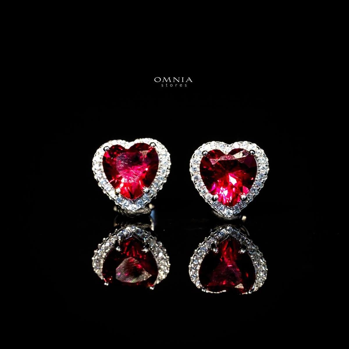 Omnia Latifa Red Stud Earrings In 92.5 Silver High Quality Simulated diamonds - OMNIASTORES UAE