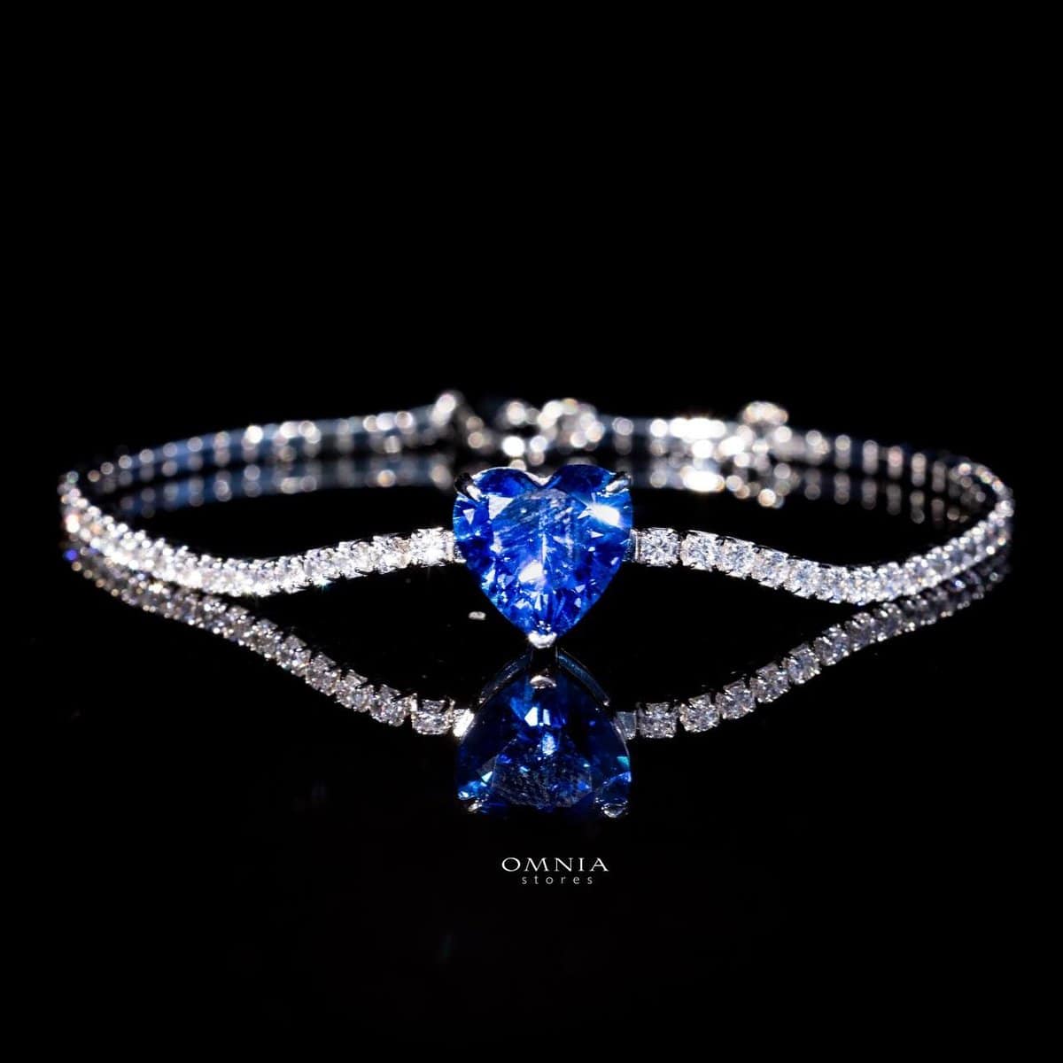 Omnia Louise Blue Bracelet In 92.5 Silver High Quality Simulated Diamonds - OMNIASTORES UAE