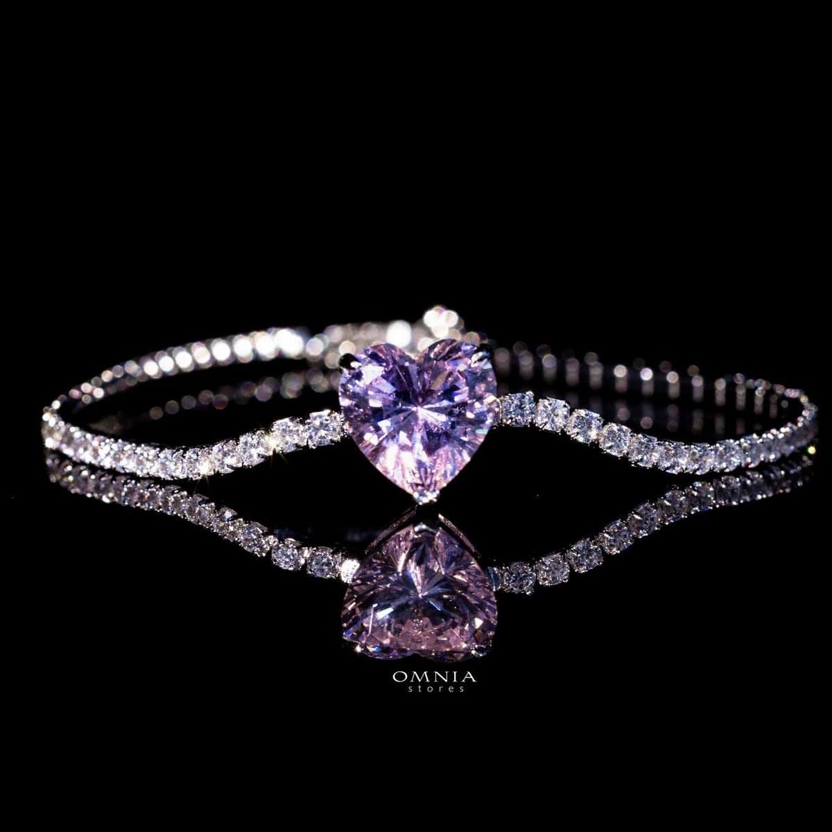 Omnia Louise Pink Bracelet In 92.5 Silver in High Quality Simulated Diamonds - OMNIASTORES UAE