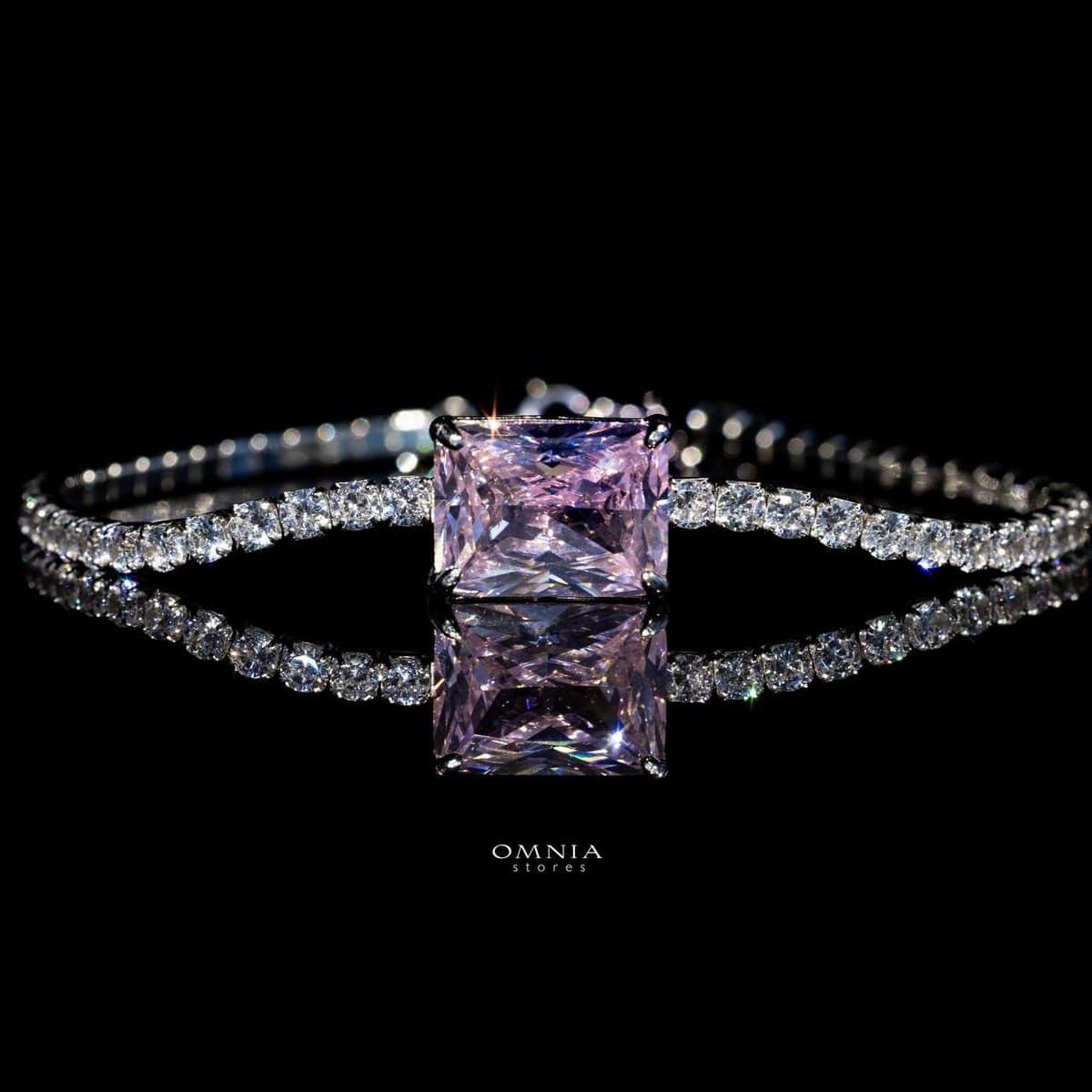 Omnia Gabrielle Pink Bracelet In 92.5 Silver High Quality Simulated Diamonds - OMNIASTORES UAE