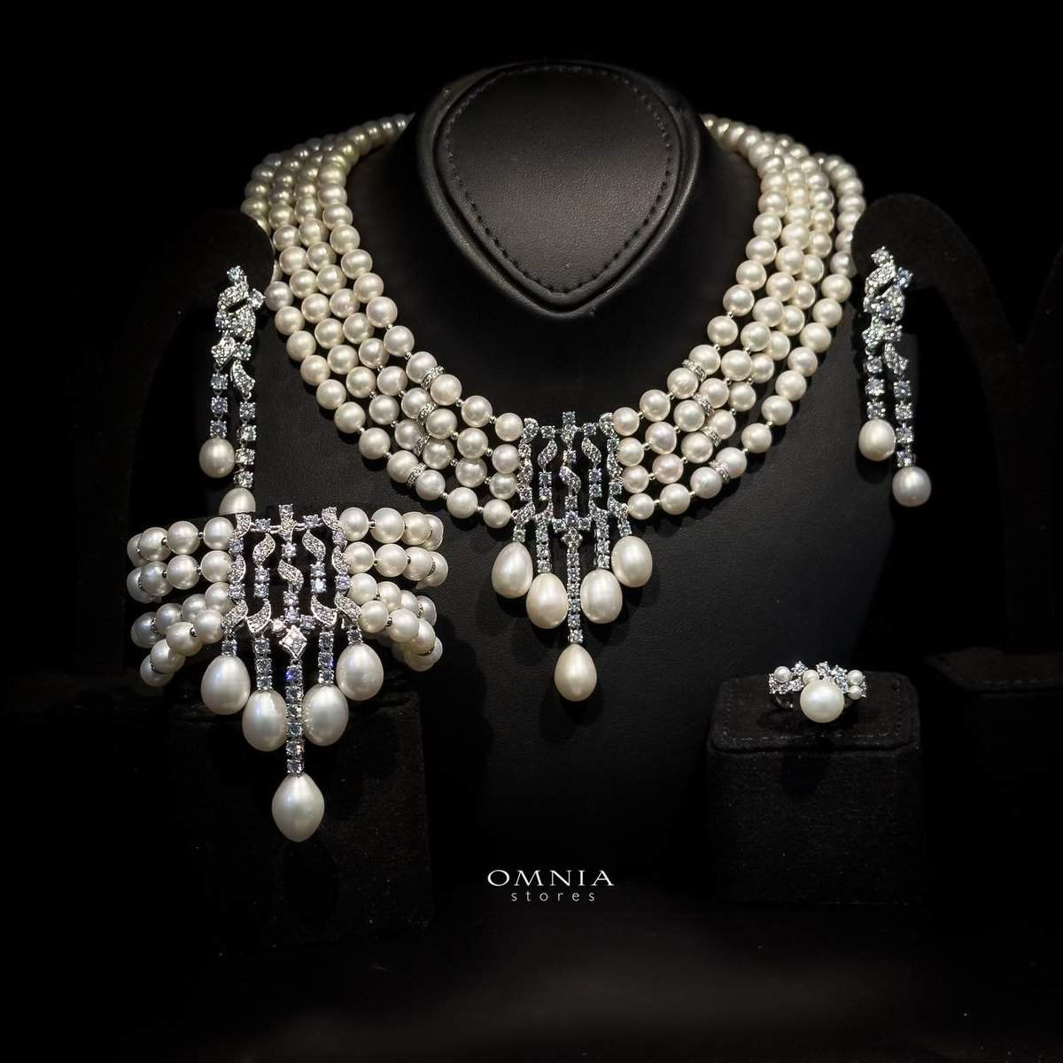 Omnia Behati Fresh Real Water Pearl Set In 925 Silver High Quality Simulated diamonds - OMNIASTORES UAE