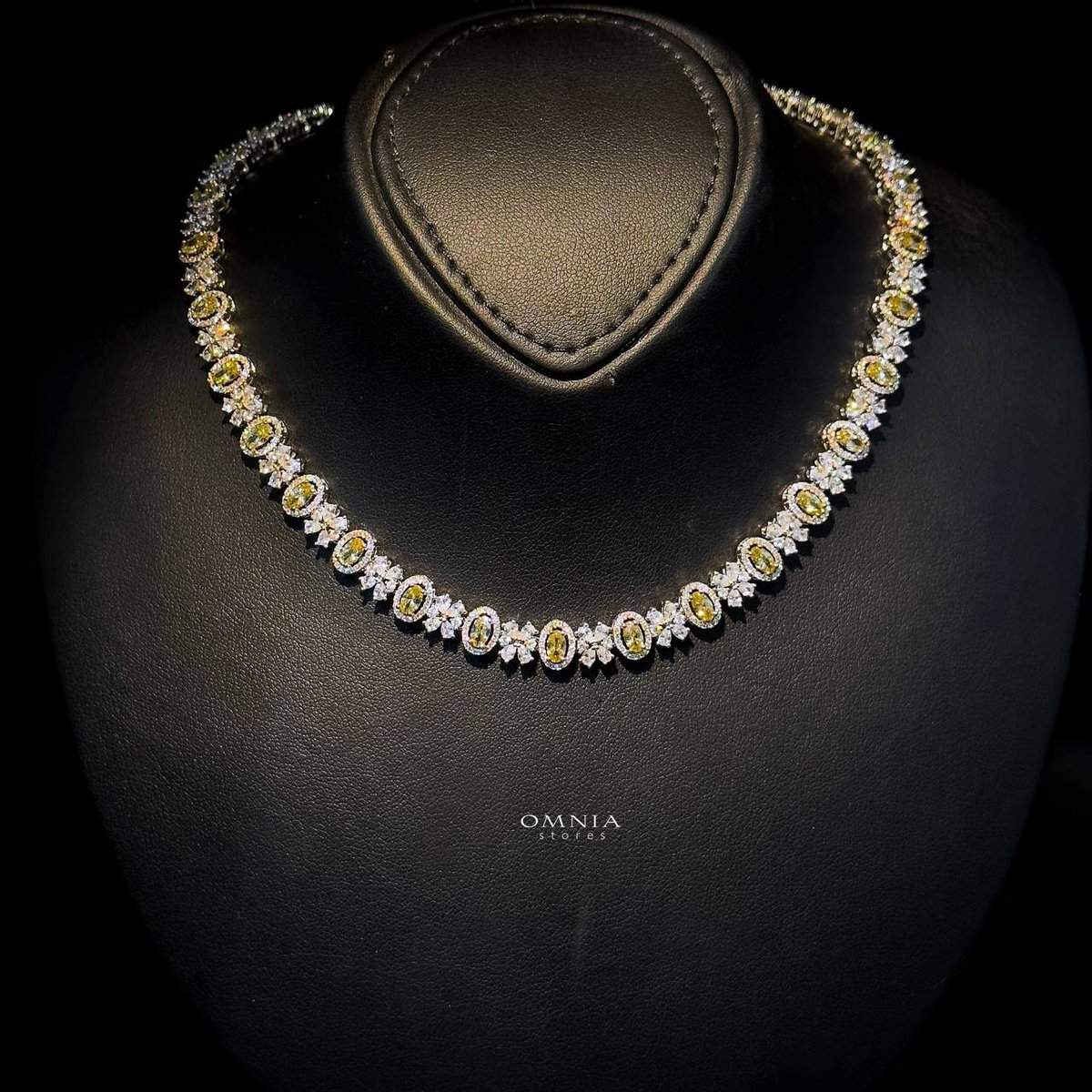 Omnia Mira Yellow Bridal Full Set Accessories in High Quality Zircon Stone Rhodium Plated - OMNIASTORES UAE