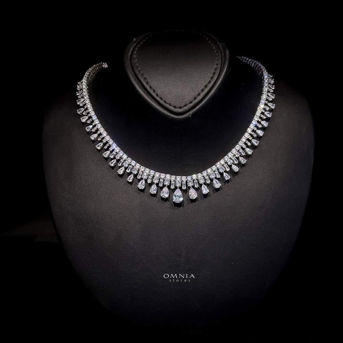 Omnia Nisrine White Luxury Bridal Full Set in High Quality Zircon Stone Rhodium Plated