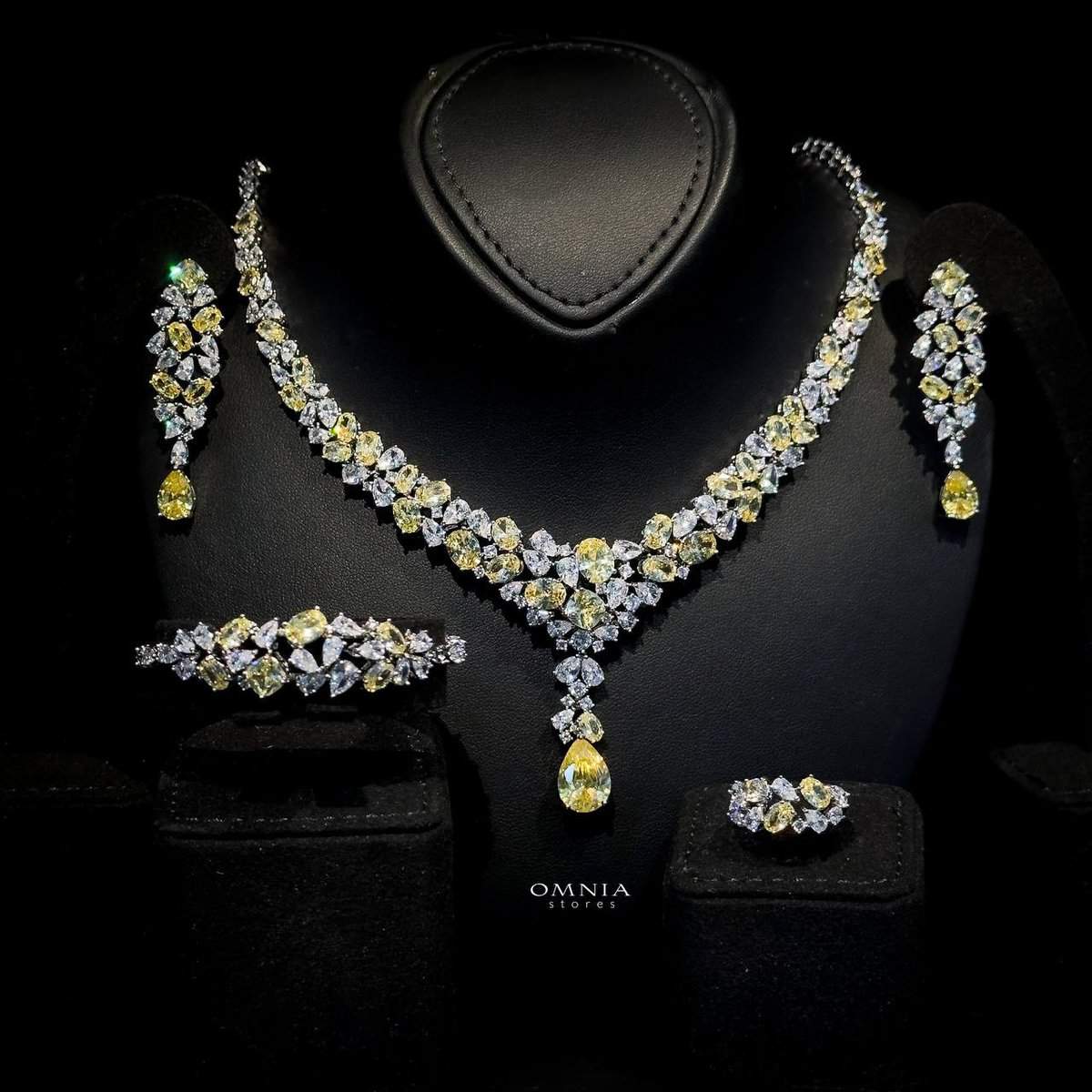 Omnia Reman Yellow Full Set Accessories in High Quality Zircon Stone in Rhodium Plated - OMNIASTORES UAE
