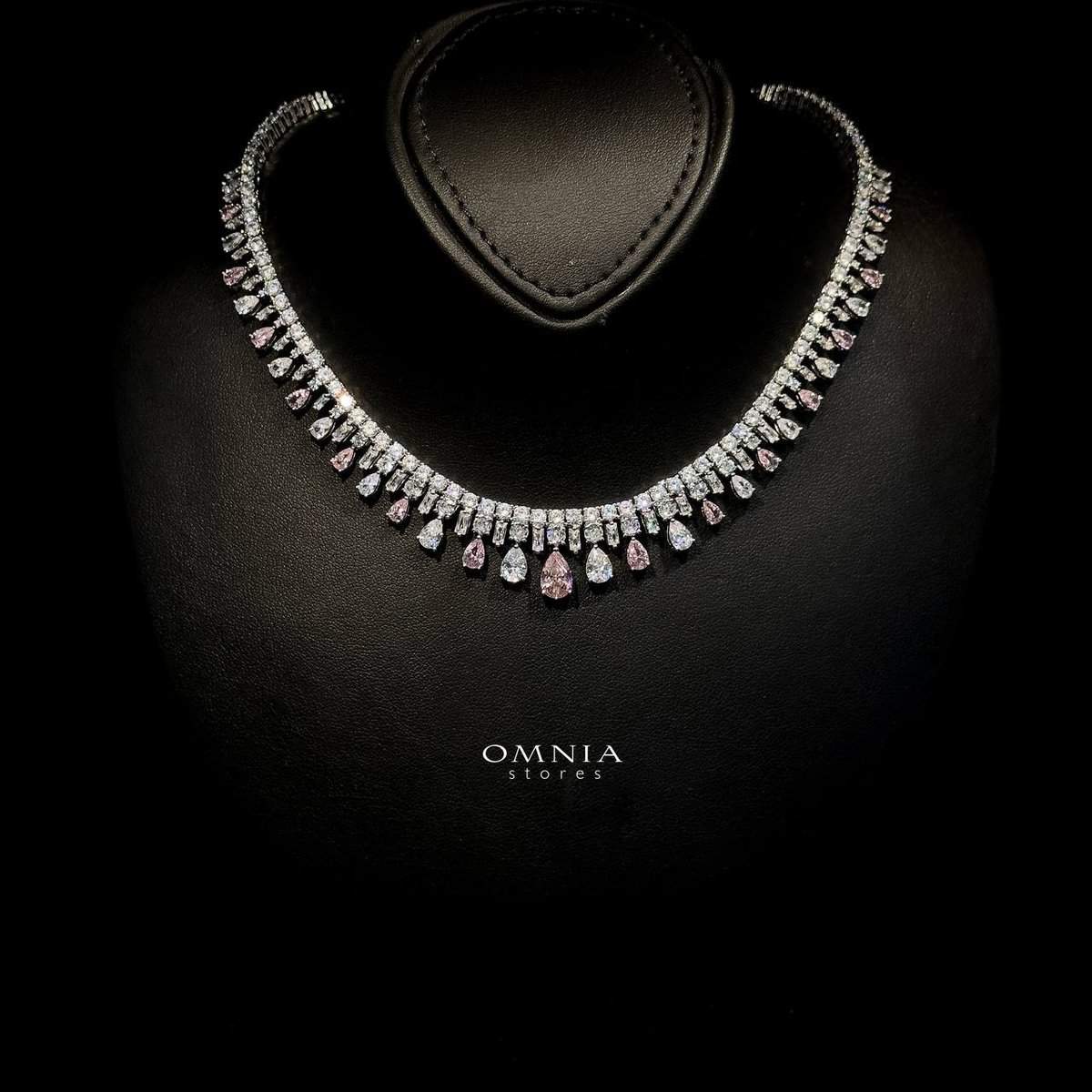 Omnia Nisrine Pink Bridal Full Set in High Quality Zircon Stone in Rhodium Plated - OMNIASTORES UAE