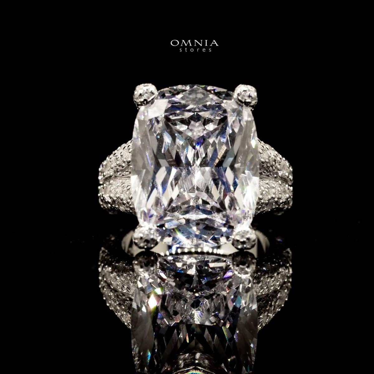 Omnia Diya white Ring 92.5 Silver in High Quality Simulated Diamonds - OMNIASTORES UAE