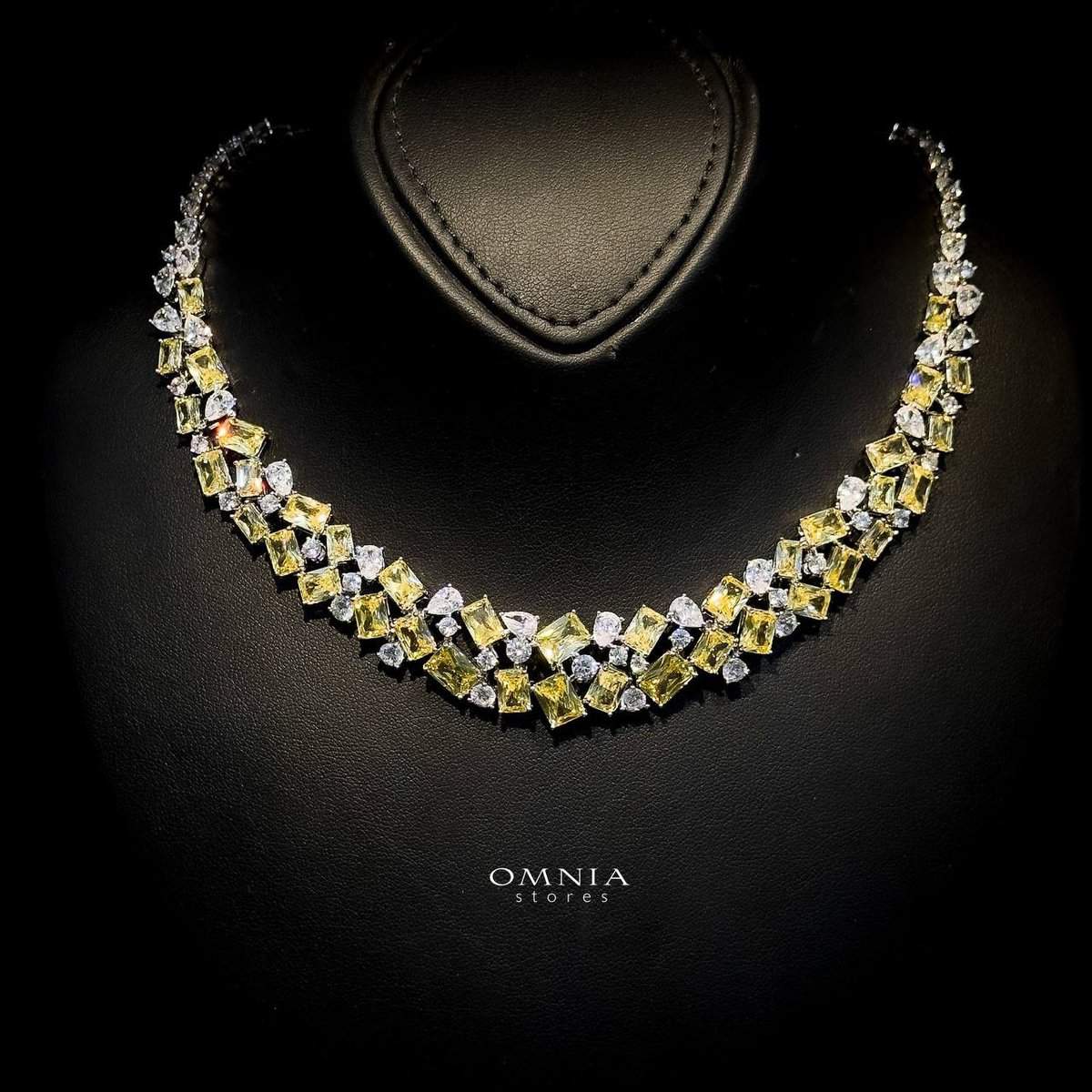 Omnia Anastasia Yellow Bridal Full Set in High Quality Zircon Stone in Rhodium Plated