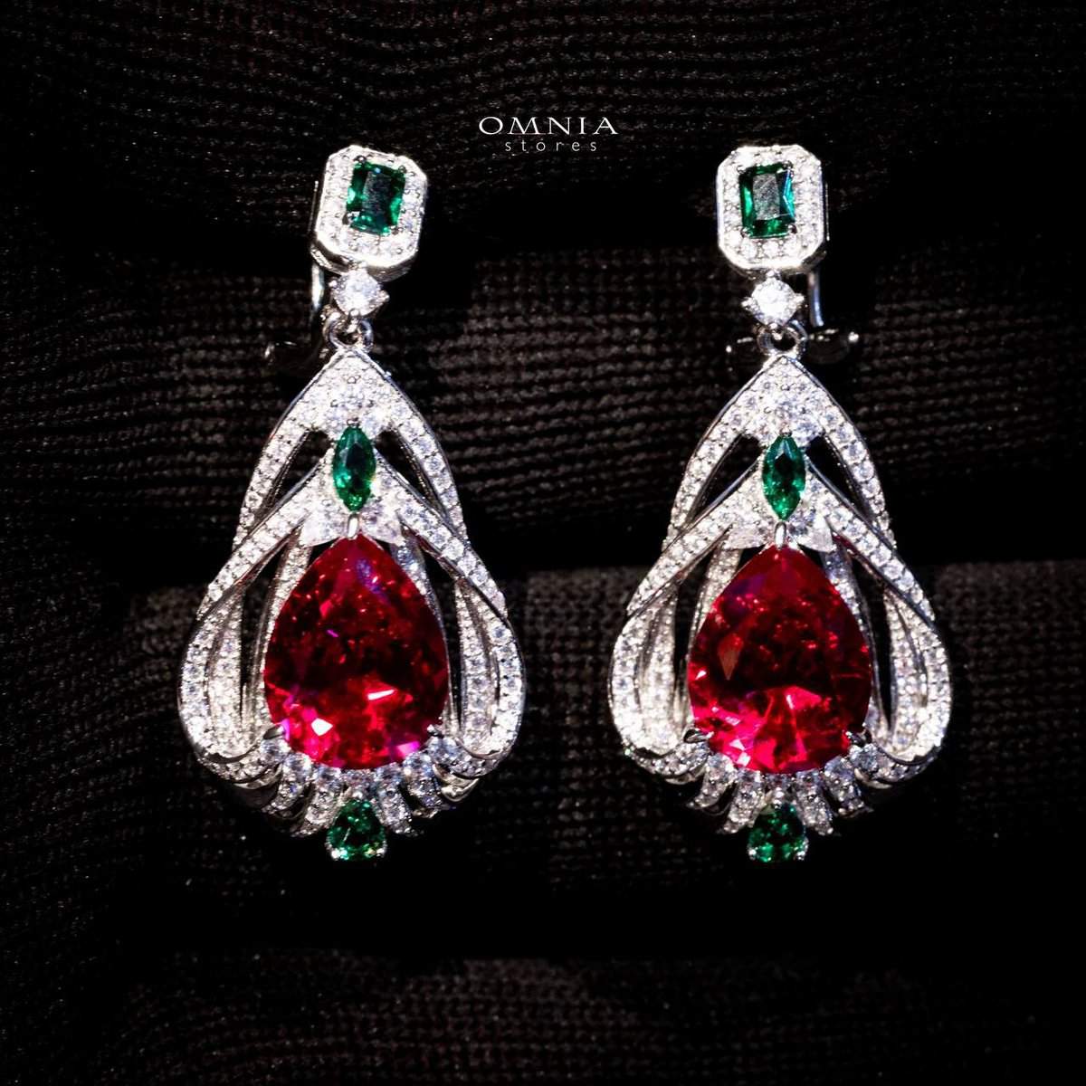 Omnia Marlene Earrings 92.5 Silver in High Quality Simulated Diamonds - OMNIASTORES UAE