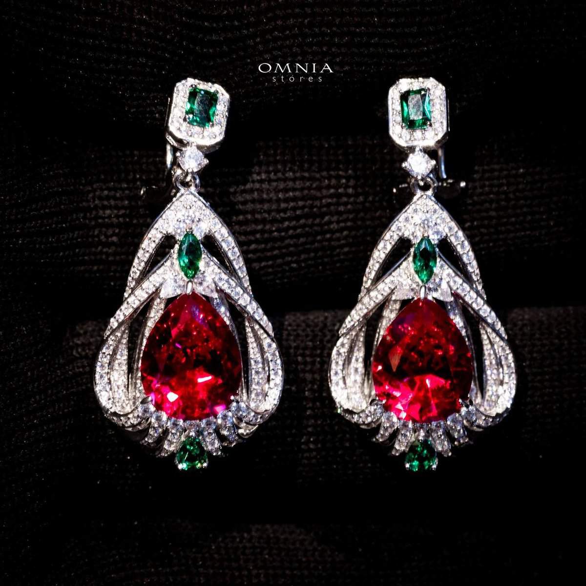 Omnia Marlene Earrings 92.5 Silver in High Quality Simulated Diamonds - OMNIASTORES UAE