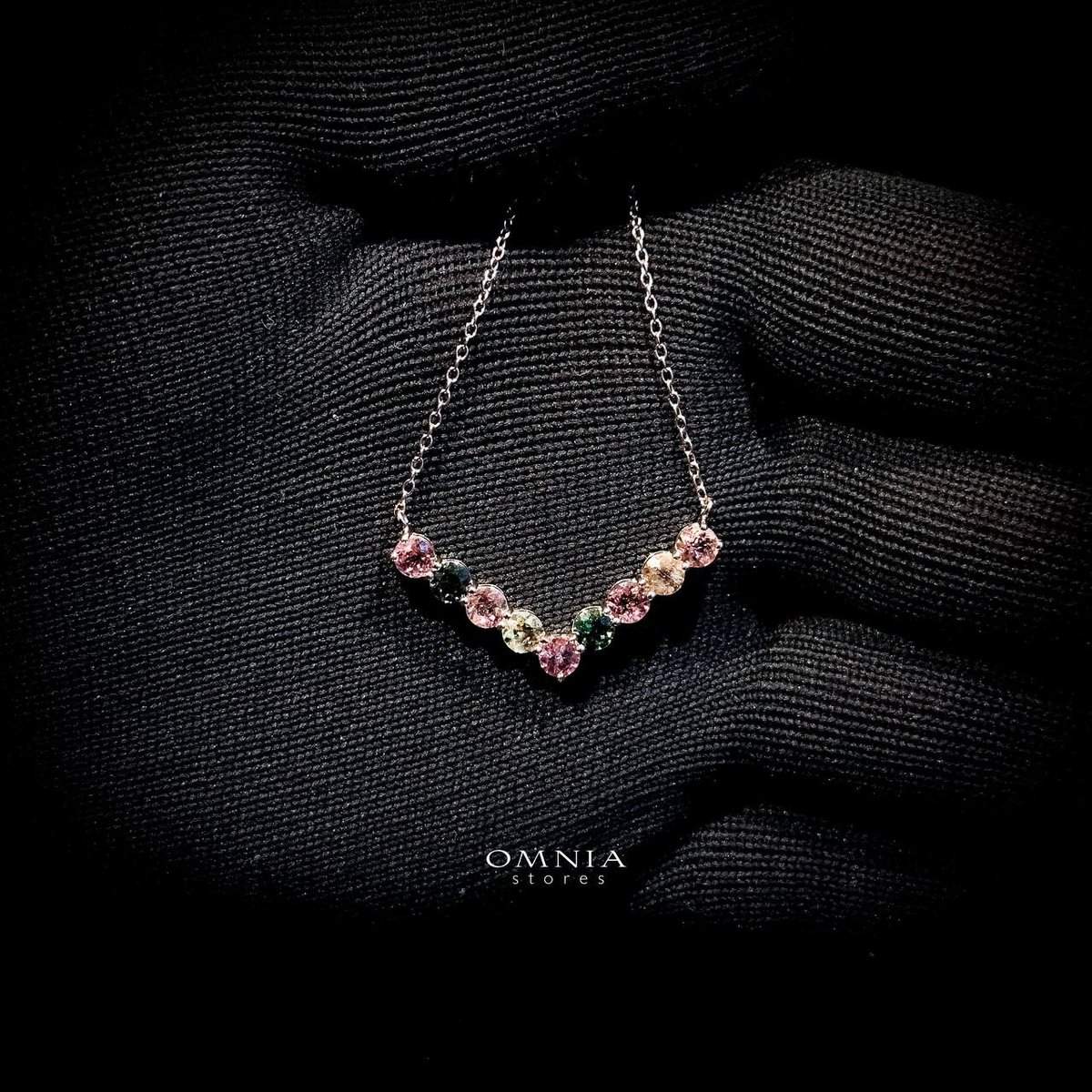 Omnia Roxy Necklace In 92.5 Silver High Quality Natural tourmaline - OMNIASTORES UAE