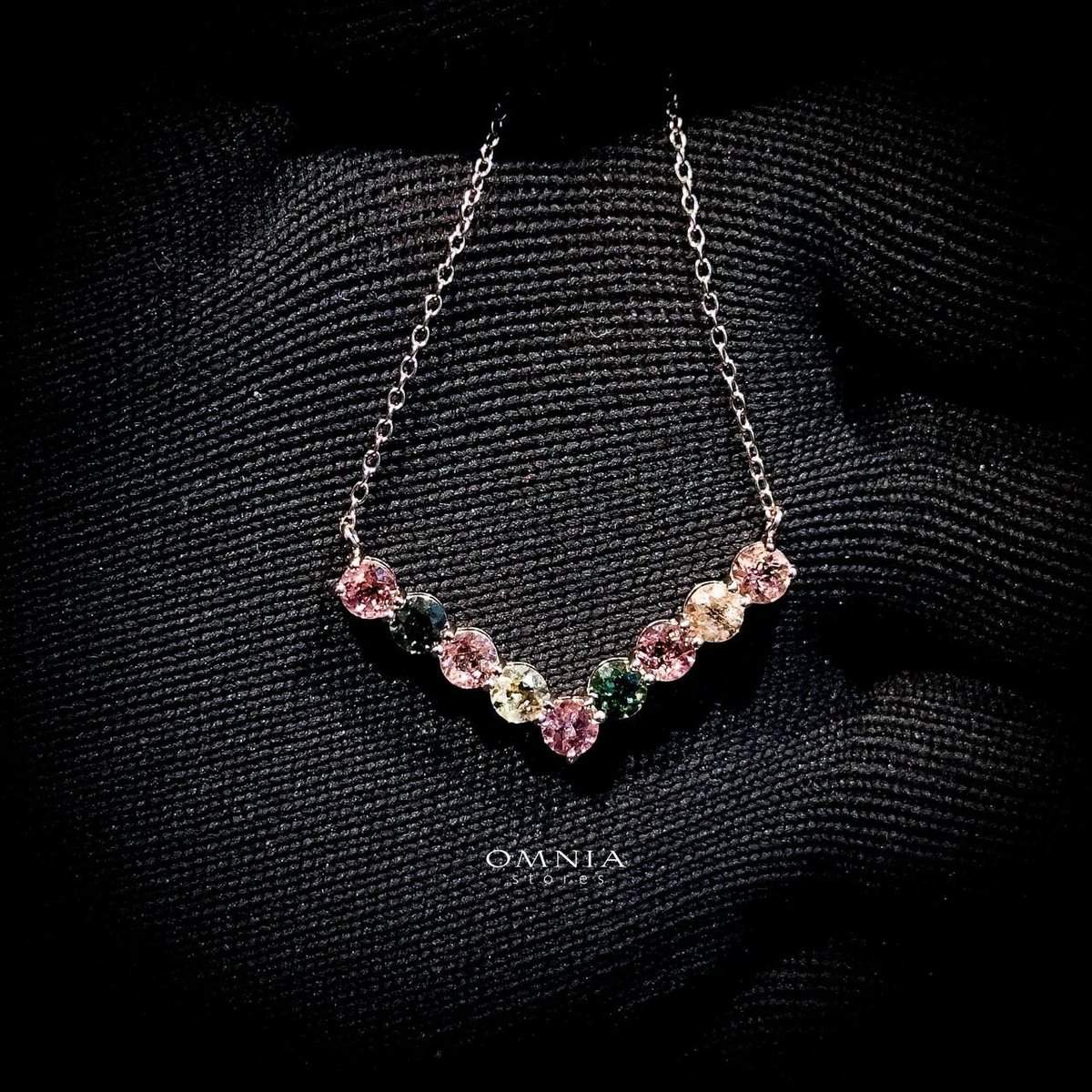 Omnia Roxy Necklace In 92.5 Silver High Quality Natural tourmaline - OMNIASTORES UAE