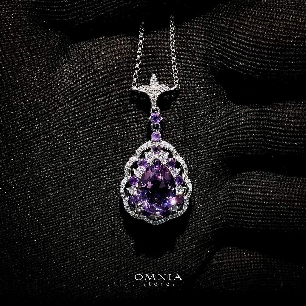 Omnia Kawthar Necklace in 92.5 Silver High Quality Amethyst stone - OMNIASTORES UAE