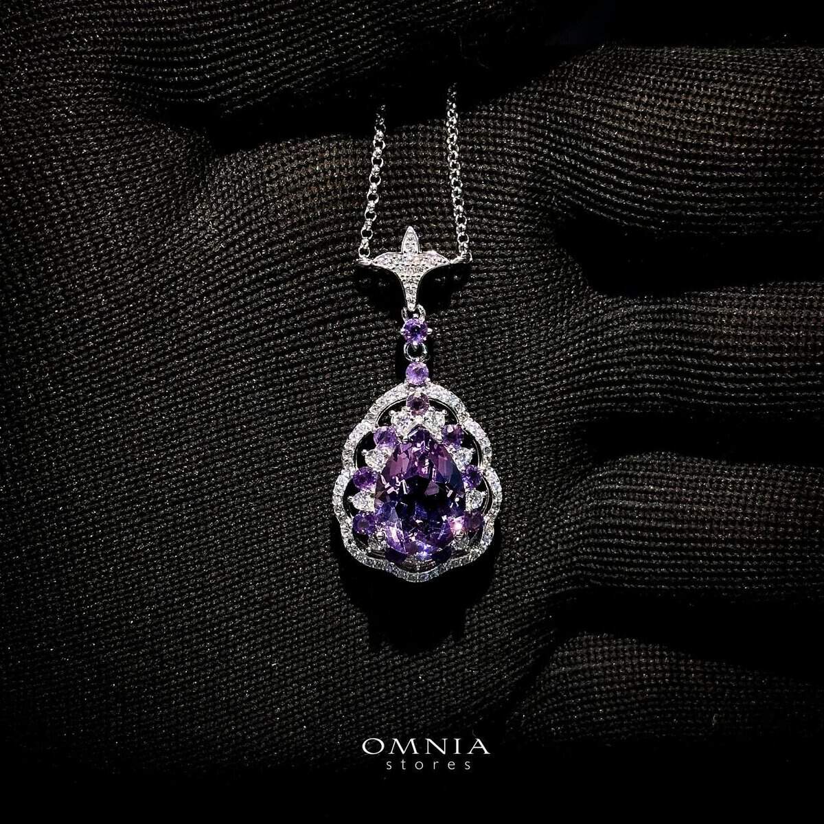 Omnia Kawthar Necklace in 92.5 Silver High Quality Amethyst stone - OMNIASTORES UAE