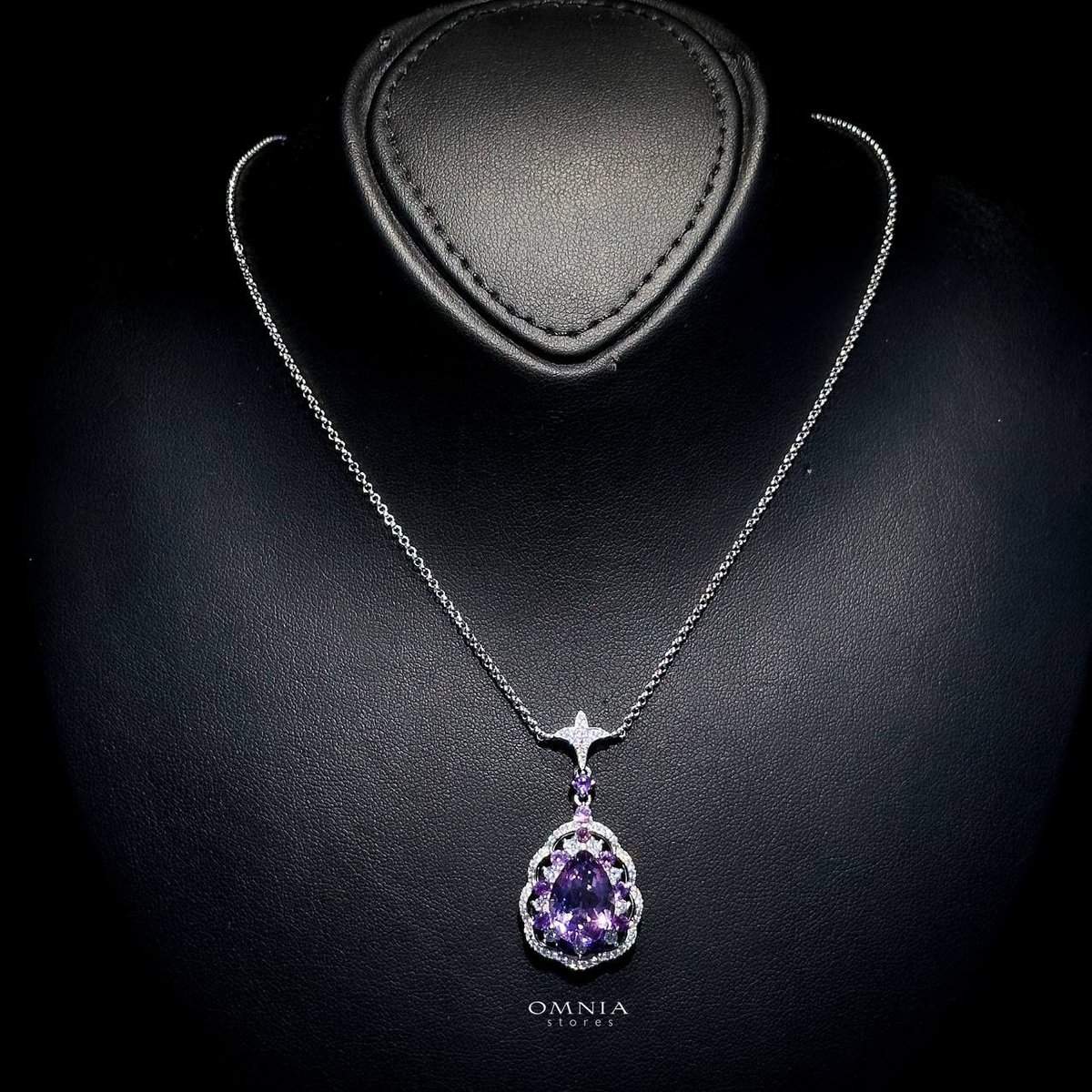 Omnia Kawthar Necklace in 92.5 Silver High Quality Amethyst stone - OMNIASTORES UAE