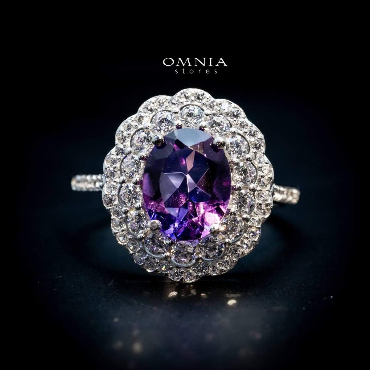 Omnia Fadia Ring in 925 Silver In High Quality Amethyst stone - OMNIASTORES UAE