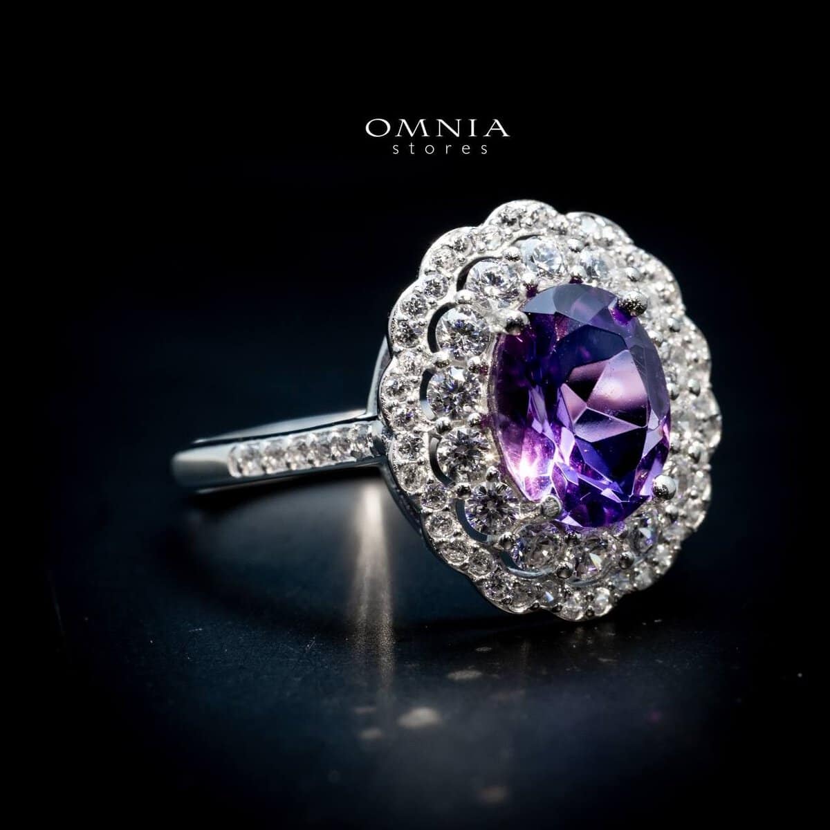 Omnia Fadia Ring in 925 Silver In High Quality Amethyst stone - OMNIASTORES UAE