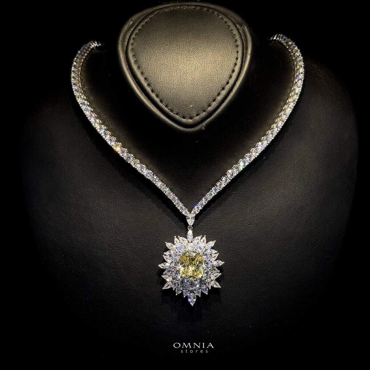 Omnia Thalia Yellow Necklace in 92.5 Silver High Quality Simulated diamonds - OMNIASTORES UAE