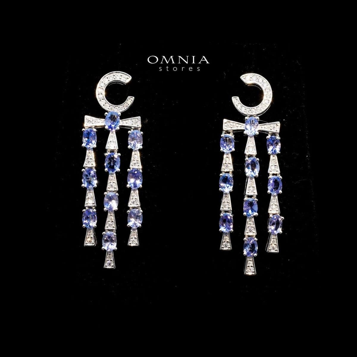 Omnia Wesal Drop Earrings In 92.5 Silver High Quality Tanzanite Stone - OMNIASTORES UAE